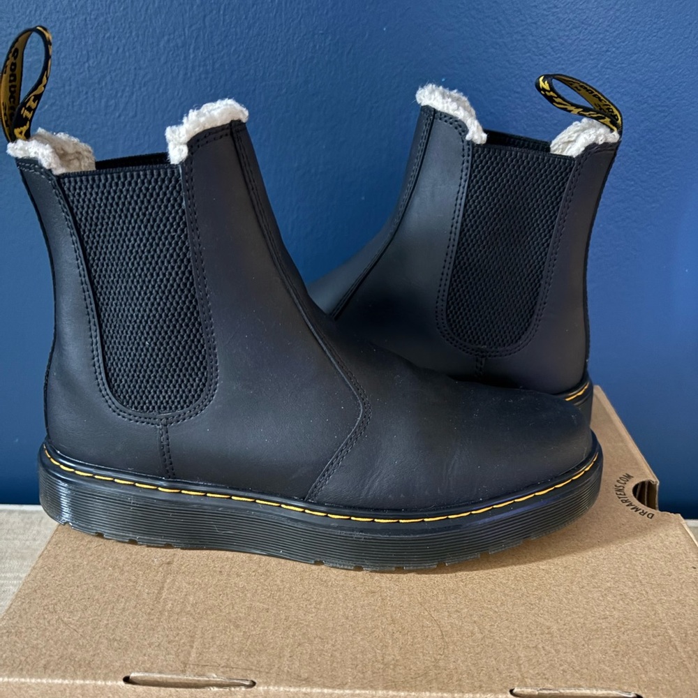 Dr. Martens faux fur Chelsea boot. Size 8 women’s. Worn one time.